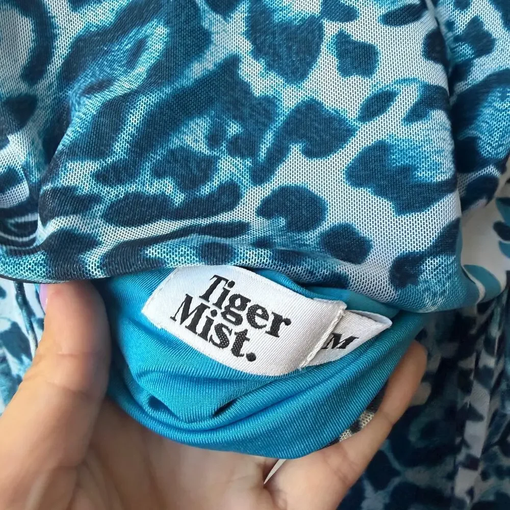 Tiger Mist Blue Abstract Animal Print Matching Set Size M